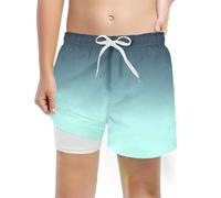 Générique de Bain décontracté à la pour garçons avec Doublure de Compression et Short de Bain Extensible (Green, 8 Years)