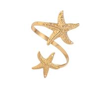 Générique de chaîne de bras avec motifs d ' étoiles de poisson et de fleurs uniques, brassard ouvert en or pour les fêtes sur la plage à thème marin et les vêtements décontractés