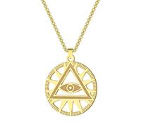 Générique de charme pyramide Illuminati Pendentif rond pour hommes Bijoux Bijoux de l’Œil Tout-Voyant de la Providence