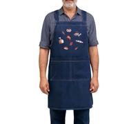 Générique De Chef - Coton 88x79cm | En Denim Avec Poche | De Cuisine Brodé Et Réglable | Léger Pour Cuisine, Barbecue, Jardinage Et Atelier Unisexe