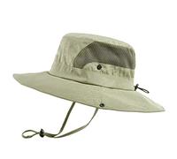 Générique De Cheminée Hommes Alpinisme pêche Couleur Unie Capuche Corde extérieur Pliable décontracté Respirant Seau Chapeau Bonnet pour (Khaki, One Size)