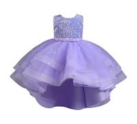 Générique de Concours Florale pour Filles Tenue de Baptême Élégante en Dentelle de Soirée de Mariage pour Vêtement Cérémonie (Light Purple, 8-9 Years)