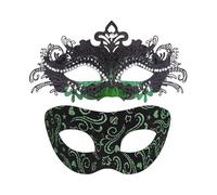 Générique de couple fantaisie pour déguisement accessoire mystérieux Halloween et pour adultes et adolescents 2pièces (Green, One Size)