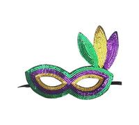 Générique de Fête Mardi avec Trois Couleurs Or Violet Vert Demi-Visage Œil Pailleté pour Festif