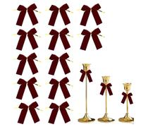 Générique De Noël À Paillettes Rouges - Décoratifs De Noël | Noeúd d'emballage De Cadeau De Nooël, Noeúd en Velours Rouge avec Bord Doré Pailleté, Décorations Extérieures