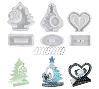 Générique de Noël en Silicone - Ensemble de de Moulage 21,2 x 17,4 cm, 6 en résine pour Cadre Photo | artisanaux de Vacances réutilisables, pour Thanksgiving, Halloween, décoration i
