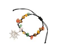 Générique de perles bohème coloré, spirales, motifs de tissage d ' étoiles avec accent de pierre naturelle, bijoux de poignet réglables, de perles artistiques fait à la main