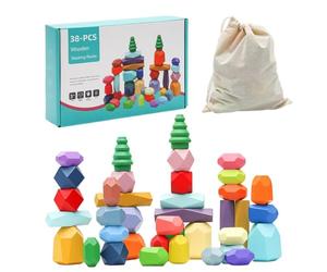 Générique De Pierres À Empiler en Bois - Blocs De Construction Sensoriels, | Pierres À Empiler - Pour Pour Créer Des Formes Et Explorer L'Équilibre | Bois, Pièces Colorées, Manipulation