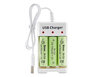 Générique de piles AA AAA, piles, rechargeable 3 emplacements | Entrée USB, charge rapide et emplacement de charge indépendant, de batterie pour batterie rechargeable NiMH AA/AAA 1,2