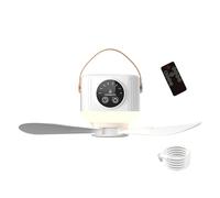 Générique de plafond portable - rechargeable 3 600 mAh avec télécommande, fonction d'éclairage LED, alimenté par USB, minuterie réglable à 4 vitesses, design léger et amovibl