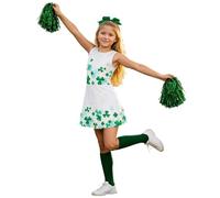 Générique de pom-pom fille enfant tenue élégante style cour danse cosplay princesse robe spectacle habit parfait pour anniversaire soirée déguisée cérémonie et fête (Green, 10-12 Years)