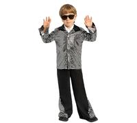 Générique de pour garçons et Tenue de scène Disco pour Enfants destinée aux fêtes et Spectacles Ensemble Tendance pour garçon rétro Dansant (Silver, 6-8 Years)