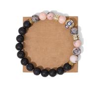Générique de Protection Contre Les Mauvais Yeux, Perles en Pierre volcanique de 8 mm avec Diamants plaqués Or, Motifs accentués, Contre Les Mauvais Yeux dorés