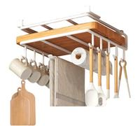 Générique de rangement sous étagère de cuisine - de rangement pour armoires, sans perçage, cintre en acier inoxydable pour tasses, planches à découper, serviettes en papier, ustensiles,
