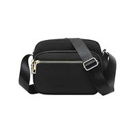 Générique De Taille Cuir Petit Nylon Sac À Bandoulière Téléphone Bourse Dames Léger Messenger Sac À Bandoulière Portefeuille Cuir Brun (Black, One Size)