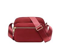 Générique De Taille Cuir Petit Nylon Sac À Bandoulière Téléphone Bourse Dames Léger Messenger Sac À Bandoulière Portefeuille Cuir Brun (Red, One Size)