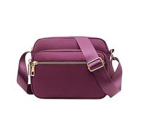 Générique De Taille Cuir Petit Nylon Sac À Bandoulière Téléphone Bourse Dames Léger Messenger Sac À Bandoulière Portefeuille Cuir Brun (Purple, One Size)