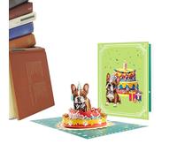 Générique de vœux pour chien - postale créative 3D en papier de vacances, décoration sur le thème des animaux mignons | d'anniversaire ludique pour hommes femmes adultes garçons filles