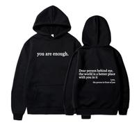 Générique Dear Person Behind Me Hoodie Sweatshirt, You are Enough Hoodie,World is A Better Place Pullover Hoodie (Black,M)