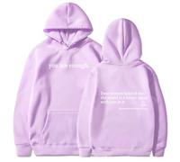 Générique Dear Person Behind Me Hoodie, You are Enough Hoodie, Casual Graphic Letter Print Sleeve Sweatshirt Gift for Men Women (Purple,3TG)