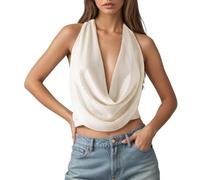 Générique Débardeur À Paillettes Pour Femme Avec Détails Scintillants, Top Court Dos Nu À Franges Et Paillettes Scintillantes Pour Femme, Débardeur Tube Dos Nu Sexy Bretelles Soirée, Carnaval, Rave