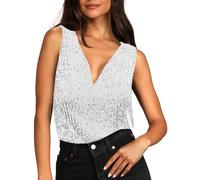 Générique Débardeur À Paillettes Pour Femme Avec Détails Scintillants, Top Court Dos Nu À Franges Et Paillettes Scintillantes Pour Femme, Débardeur Tube Dos Nu Sexy Bretelles Soirée, Carnaval, Rave