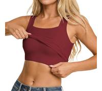 Générique Débardeur amincissant sans coutures col carré gaine compression haute tenue sculptant vêtement ajustable confortable port idéal activités domestiques extérieures toutes saisons (Red, S)
