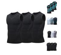 Générique Debardeur Compression Homme Gaine Ventre Plat Gilet Lot de 3 Sans Manche Ajustement Élastique Débardeur Sport Respirant Séchage Rapide Running Vest pour Musculation Fitness Course à Pied