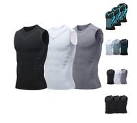 Générique Debardeur Compression Homme Gaine Ventre Plat Gilet Lot de 3 Sans Manche Ajustement Élastique Débardeur Sport Respirant Séchage Rapide Running Vest pour Musculation Fitness Course à Pied