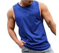 Générique Débardeur Été Homme Maillot de Corps Tee Shirt sans Manche T-Shirts Couleur Unie Doux Teeshirt Manches Courtes Tshirt Respirant Tee-Shirt Léger Vêtements Votre Compte Bleu XL