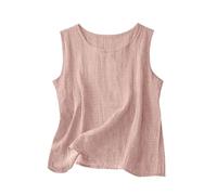 Générique Débardeur Femme Coton Lin Col Rond Basic Caraco Chic et Élégant Tee Shirt sans Manche Haut Femme Maillot de Corps Grande Taille Fluide Haut D'été Casual Caraco pour Loisirs et Vacances