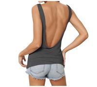 Générique Debardeur Femme dos col V Été Top 2026 Chic et Élégante Haut sans Manche Bretelles Spaghetti Rond Sangle Chemise Fluide Ample Camisole Top Tee Caraco profond sexy sans dos coupe