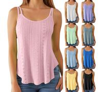 Générique Debardeur Femme Été Top 2025 Chic Haut sans Manche Bretelles Spaghetti Rond Sangle Chemise Fluide Ample Camisole Top Tee Caraco