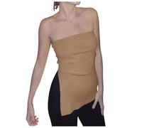 Générique Débardeur Femme sans Bretelles Soutien-Gorge Bustier Top Modèle Dos Élégant (Khaki, M)