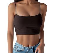 Générique Debardeur Femme Sexy,DéBardeur sans Manches Camisole Chic Et éLéGant à Bretelles avec Soutien-Gorge IntéGré sans Armatures Couleur Unie Confortable Ample Et LéGèRe Tank Top