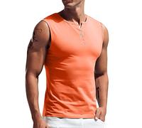 Générique Débardeur Homme Col Boutonné, Haut Sans Manches Style Chemise, Maillot de Corps Coton Respirant pour l'Été, Tank Top Homme Décontracté Quotidien, poche bouton