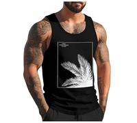 Générique Debardeur Homme Tee Shirt sans Manche Homme Été Col Rond Débardeurs Sport Gainant Imprimé Plantes Palmiers Plage Gilet Gym Respirant Musculation Fitness Décontracté Tank Top Casual