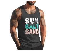 Générique Debardeur Homme Tee Shirt sans Manche Homme Été Col Rond Débardeurs Sport Gainant Imprimé Plantes Palmiers Plage Gilet Gym Respirant Musculation Fitness Décontracté Tank Top Casual