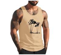 Générique Debardeur Homme Tee Shirt sans Manche Homme Été Col Rond Débardeurs Sport Gainant Imprimé Plantes Palmiers Plage Gilet Gym Respirant Musculation Fitness Décontracté Tank Top Casual