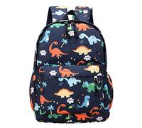 Générique Début de l'école saison mode Dinosaur Print enfant élève dessin animé sac d'école sac à dos en nylon Main Et Pochettes De Soirée En Argent (Dark Blue, One Size)