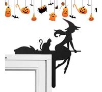 Générique Décor d'angle de Porte d'halloween, décoration de Cadre de Porte en Bois Noir,Décoration de Coin de d'halloween | Cadre de Effrayant, Ornement de Cadre de fenêtre pour Porche, Jardin, déco