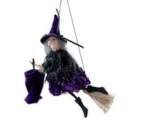 Générique Décor De Balai d'halloween - Sorcière Volante Décorative sur Balai - Accessoire Fête pour Intérieur Extérieur Maison Jardin Bureau Fête Déguisement