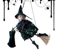 Générique Décor De Balai d'halloween - Sorcière Volante Décorative sur Balai - Accessoire Fête pour Intérieur Extérieur Maison Jardin Bureau Fête Déguisement
