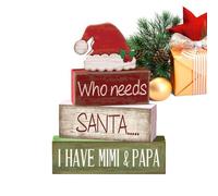 Générique Décor De Plateau De Noël - Ensemble De Décoration en Bois Empilable 4 Pièces avec Chapeau De Père Noël, Panneaux De Table Rouges | Parfait pour Une Étagère, Un Bureau, Une Chambre, Un Salon