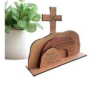 Générique Décor de résurrection de Pâques - Présentoir de tombale, scène de Tombeau de Jésus en Bois, Ornement de Table en de Bois Rustique | Idéal pour la fête de Pâques, Coin de prière, étagère de