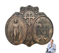 Générique Décor Religieux Mural - Statue Notre-Dame de Fatima 30x40cm | Sculpture Murale Catholique en Bois, Cadeau Spirituel et Décor de Foi pour Maison, Chapelle ou Salle de Méditation