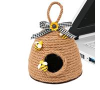 Générique Décoration Abeille en Corde - Ornement Ruche Miel Rustique À Suspendre 15 Cm | Décoration Cuisine Salon Bureau Étagère | Thème Abeille Printemps Été Ferme Cadeau Maison