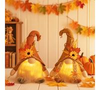 Générique Decoration Automne - Lot de 2 Gnomes Lumineux LED avec Feuilles d’Érable - Decoration GNOME Automne pour Maison, Salon, Fête - Cadeau de Thanksgiving et Décorations Saisonnières