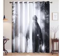 Générique Decoration Chambre Facile à Maintenir protéger Les Meubles Tenture Opaque Blanc Gris Soldats Silhouettes Art 140 x 260cm pour Le Salon, la Chambre et Le Bureau