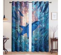 Générique Decoration Chambre Facile à Maintenir protéger Les Meubles Tenture Opaque Bleu Océan Animaux Anime 140 x 245cm pour Le Salon, la Chambre et Le Bureau